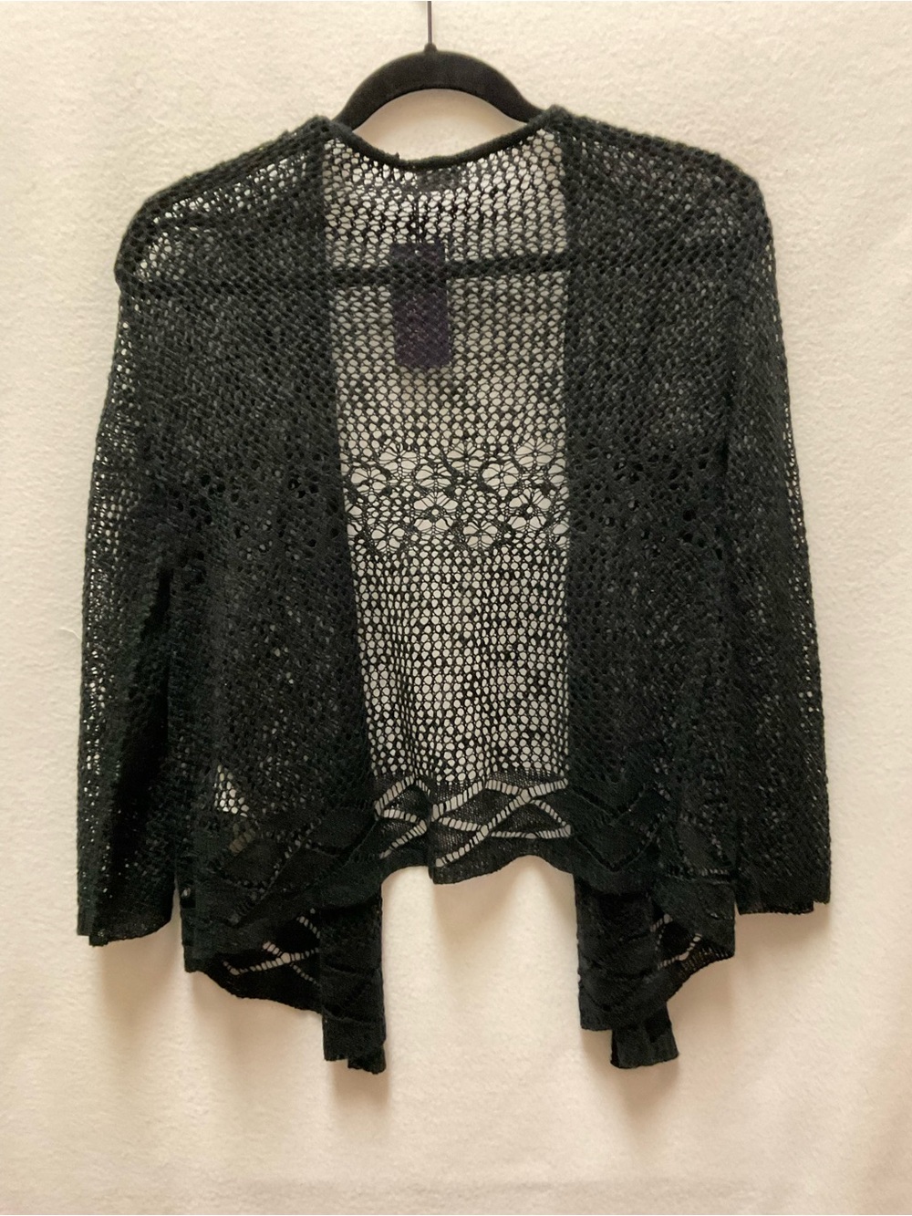 LASCANA Black Open-Weave Women's Cardigan - Picture 3 of 5